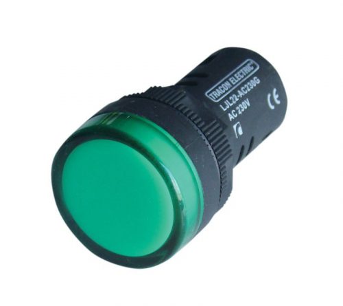 TRACON LJL22-GA - LED-es jelzőlámpa, zöld 12V AC/DC, d=22mm