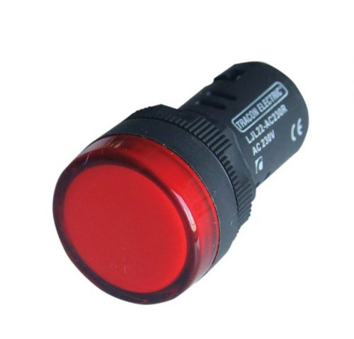 TRACON LJL22-RA - LED-es jelzőlámpa, piros 12V AC/DC, d=22mm