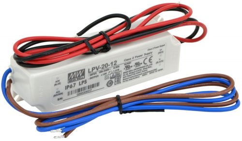 TRACON LPV-20-12 - Műanyag házas LED meghajtó 90-264 VAC / 12 VDC, 20 W, 0-1,67 A, IP67