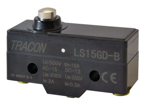 TRACON LS15GD-B - Helyzetkapcsoló, rövid kúpos, ütküzős 1xCO, 2A/230V AC-15, 0,3A/250V DC-13, IP00