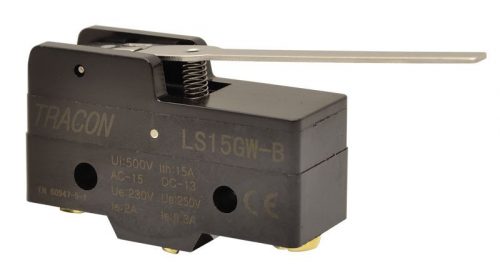 TRACON LS15GW-B - Helyzetkapcsoló, rugószáras 1xCO, 2A/230V AC-15, 0,3A/250V DC-13, 48mm, IP00