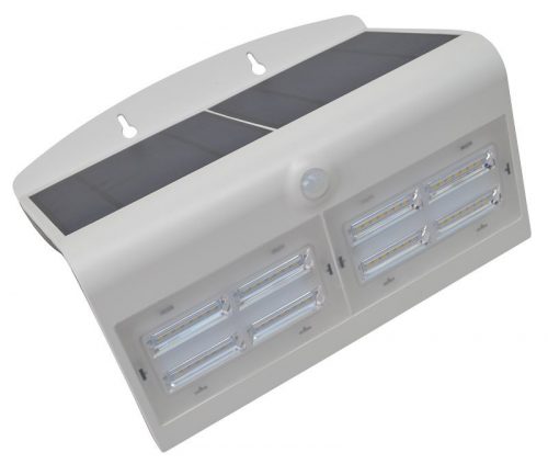 TRACON LSLBW7W - Napelemes LED fali világítótest mozgásérzékelővel, fehér 6,8 W, 4000 K, 800 lm, IP65, 3,7 V, 4 Ah