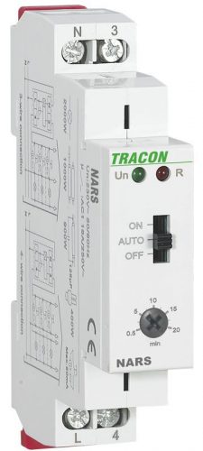 TRACON NARS - Lépcsőházi időkapcsoló AC 230V, 0,5s-20min, 16A/AC1, 250VAC/24VDC