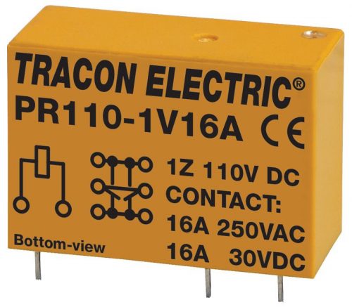 TRACON PR110-1V16A - Print relé 110V DC / 1×CO (16A, 230V AC / 30V DC)