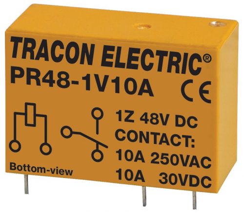 TRACON PR48-1V10A - Print relé 48V DC / 1×CO (10A, 230V AC / 30V DC)