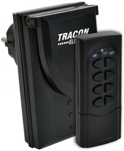 TRACON RCS11-IP - Távkapcsolós csatlakozóaljzat, 1 aljzat, 1 távírányító, IP44 230VAC, 50Hz, 3600W, IP44, 433,92MHz