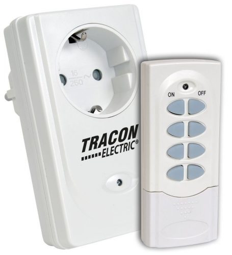 TRACON RCS11 - Távkapcsolós csatlakozóaljzat, 1 aljzat, 1 távírányító 230VAC, 50Hz, 3600W, IP20, 433,92MHz