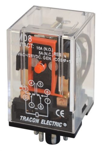 TRACON RM08-110AC - Ipari relé 110V AC / 2×CO, (3A, 230V AC / 28V DC)