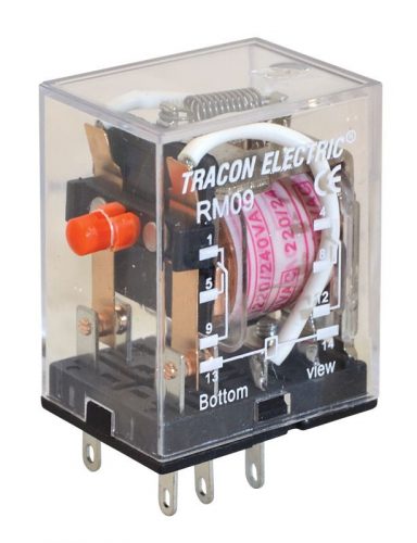 TRACON RM09-240AC - Miniatűr relé 230V AC / 2×CO, (3A, 230V AC / 28V DC)