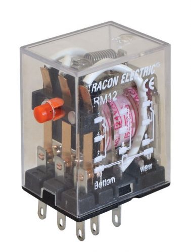 TRACON RM12-12AC - Miniatűr relé 12V AC / 3×CO, (3A, 230V AC / 28V DC)