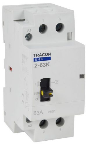 TRACON SHK2-63K - Installációs kontaktor 230V AC, 50Hz, 2 Mod, 2×NO, AC1/AC7a, 63A