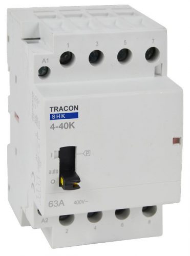 TRACON SHK4-40K - Installációs kontaktor 230V AC, 50Hz, 3 Mod, 4×NO, AC1/AC7a, 40A