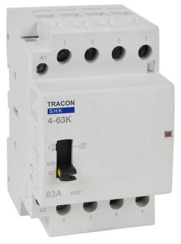 TRACON SHK4-63K - Installációs kontaktor 230V AC, 50Hz, 3 Mod, 4×NO, AC1/AC7a, 63A