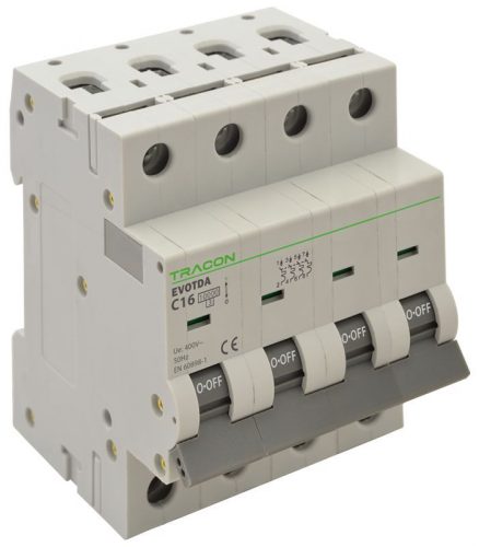 TRACON TDA-4B-13 - Kismegszakító, 4 pólus, B karakterisztika 13A, B, 4P, 10kA