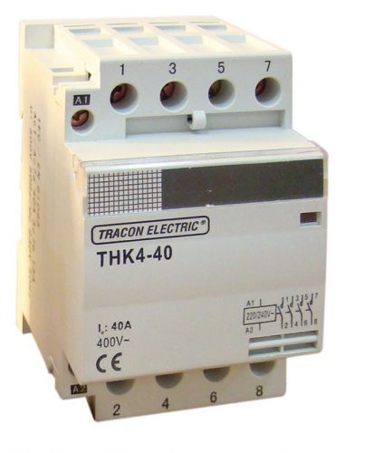 TRACON THK4-63-24 - Installációs kontaktor 230/400V, 50Hz, 4P, 4×NO, 63/25A, 13/3,8kW, 24V AC