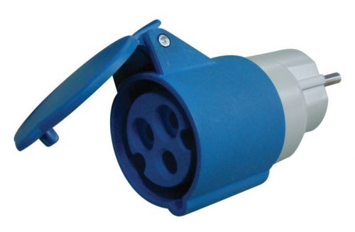 TRACON TICS-A3 - Csatlakozó adapter, Schuko/CEE 16A, 250V, IN 2P+E (Schuko), OUT 2P+E 6h (CEE)