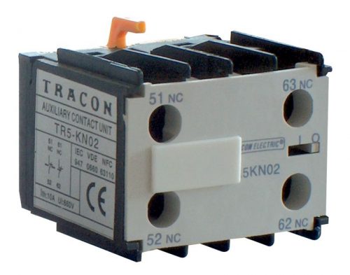 TRACON TR5KN04 - Homlokoldali segédérintkező TR1K segédkontaktorokhoz 230V, 50Hz, 2A, 4×NC