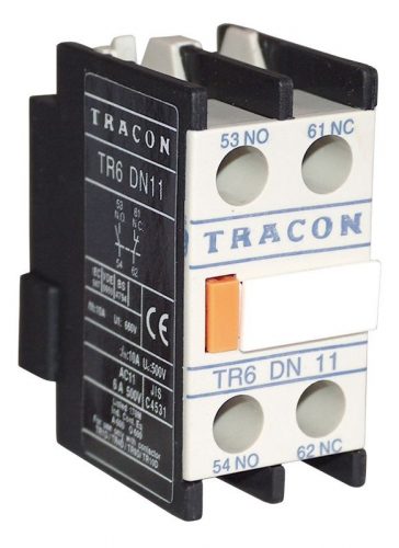 TRACON TR6DN02 - Homlokoldali segédérintkező TR1D/F és TR1E kontaktorokhoz 230V, 50Hz, 2A, 2×NC