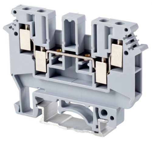 TRACON TSKA4/4 - Négykapcsos ipari sorozatkapocs, csavaros, sínre, szürke 0,2-4mm2, 690VAC, 32A