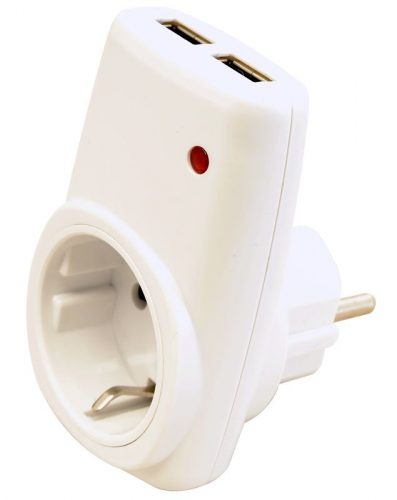 TRACON USBD - Csatlakozóaljzat adapter 2 dbUSB porttal, fehér 85-265 VAC 50/60 Hz; USB: 5 VDC, max. 2,1 A