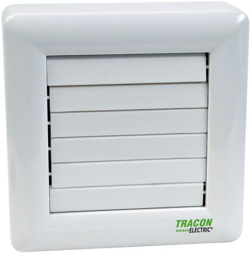 TRACON VFM100-B - Fürdőszoba vent. hőelemmel műk. frontzsaluval, golyóscsapágy 230 VAC, 15W, 80 m3/h, 33 dB,100 mm