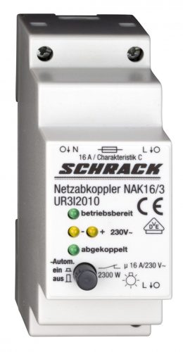 SCHRACK - UR3I2010 Hálózat lekapcsoló relé, 230VAC ± 10%, 16A, 2300W, 2KE