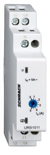 SCHRACK - UR5I1011 Áramfelügyeleti relé 0.5-5A, 230VAC, 1v, 5A, 1KE