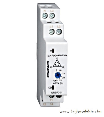 SCHRACK - UR5P3011 Fázisfelügyeleti relé 3 fázisú, 3x400/230VAC, 1v, 5A, 1KE