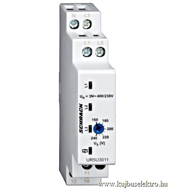 SCHRACK - UR5U3011 Feszültségfelügyeleti relé 3fázisú, 3x400/230VAC, 1v, 5A,1KE