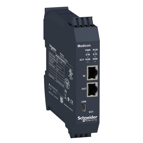 SCHNEIDER XPSMCMCO0000ECG - Preventa XPS MCM biztonsági vezérlő, kommunikációs modul, EtherCAT, 2xRJ45, rugós