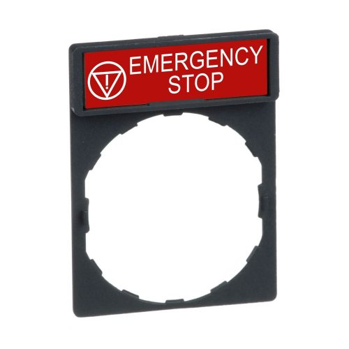 SCHNEIDER ZBY2330 - Harmony címketartó 30x40 mm, Ø22 készülékekhez, 8x27 mm felirati címkével, EMERGENCY STOP